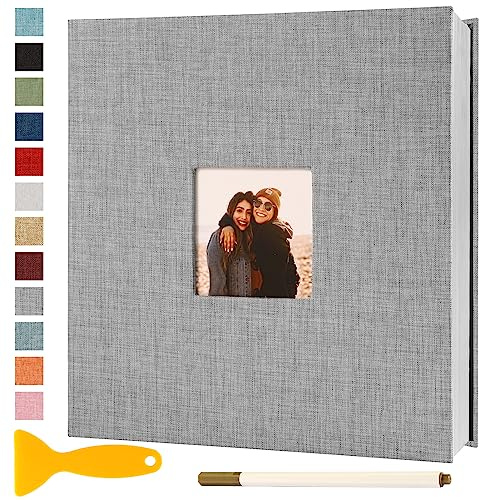 Fotoalbum Selbstklebend 28x27 Groß Fotoalbum Zum Einkleben Scrapbook Selbstgestalten Photo Album Fotobuch Baby Hochzeit Gästebuch Erinnerungsbuch Urlaub Briefmarkenalbum Geburtstag, 40 Seiten Grau