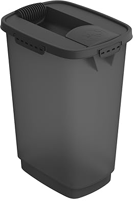 Rotho Mypet Cody Aufbewahrungsbox mit Deckel für Hundefutter 25 L Anthrazit | Luftdichter Futterbehälter für Trockenfutter, große Schüttöffnung mit einrastender Klappe, Griff, Schaufel inklusive, 25 L