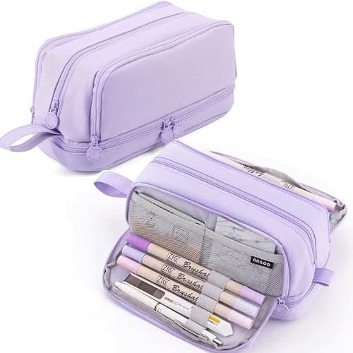 TZEKING Federmäppchen Große Kapazität - 4 Fächer Pencil Case, Teenager Mädchen, Reißverschluss, Langlebig, Schreibwaren Stifttasche Tragbare