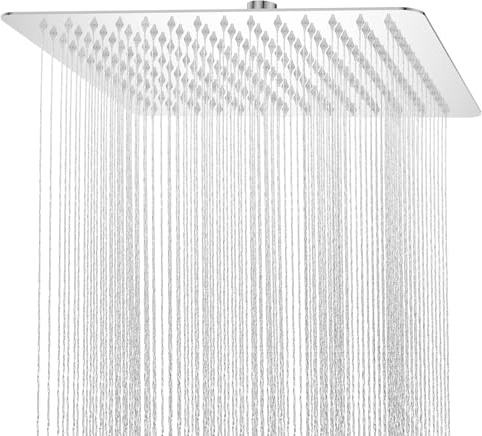YEAUPE PRO Regendusche 12 Zoll – Eckiger Duschkopf aus Edelstahl 304, Hochdruck Kopfbrause mit Selbstreinigenden Düsen, Deckenmontage, Chrom (30 x 30 cm)