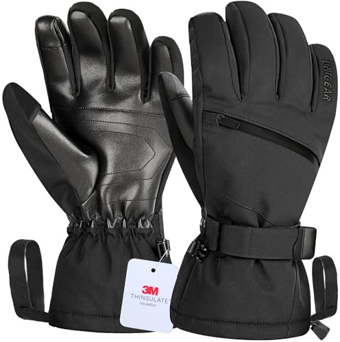 Unigear Skihandschuhe Herren Damen, 3M Thinsulate Winterhandschuhe Touchscreen, Thermohandschuhe wasserdicht warm rutschfest für Skifahren Snowboard Eislaufen Wandern Radfahren