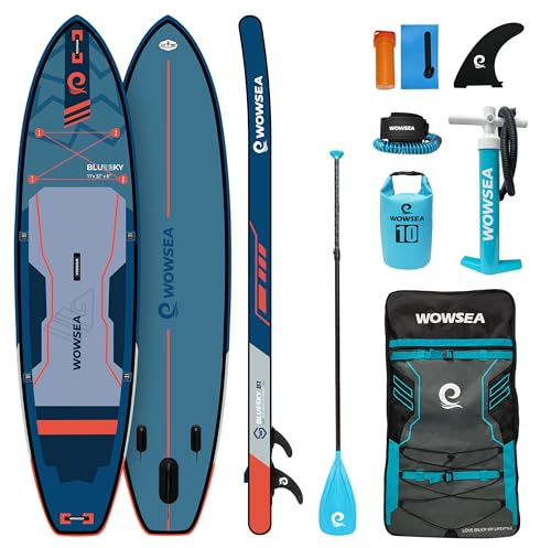 WOWSEA B1 Aufblasbares Stand Up Paddle Board, Langlebiges und Stabiles Family Time SUP Board, Freizeit & Touring Paddle Board mit iSUP Zubehör, Ideal für Aquatic Education und Erholung