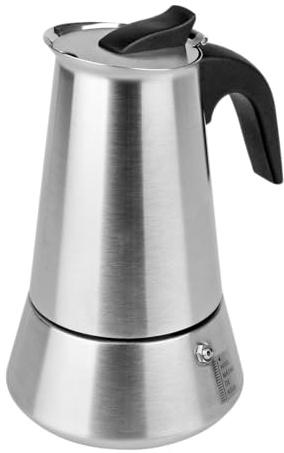 HOME SOLAZZIA Espressokocher aus Edelstahl, Induktion, 4 Tassen, 200 ml, für alle Herdarten geeignet, Glaskeramik-Kochfelder, Induktion, Gas