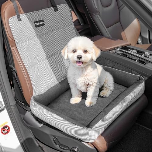 Autositz für kleine Hunde, abnehmbares Welpenbett, unter 11 kg, Schwarz | Tragbarer Sitzerhöher für Haustiere, Reisebett mit waschbarem Bezug und Kissen, verstellbare Sicherheitsgurte