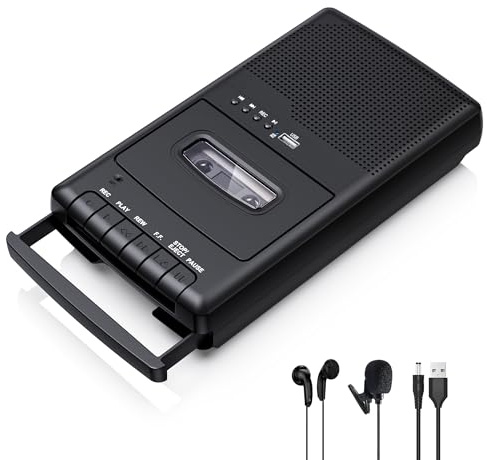 kassettenrekorder,Portable Kassettenspieler, Tragbarer USB-Kassettenspieler mit Eigenständigem Mikrofon, Digitalkonverter für Kassetten auf USB-Flash-Disk