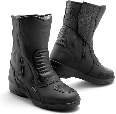 REBELHORN Scout High Heel Lady Motorradstiefel Damen | PU Leder | Wasserdichte Hipora Membran | 7cm Absatz | 2 Lange Reißverschlüsse | Größen bis 43