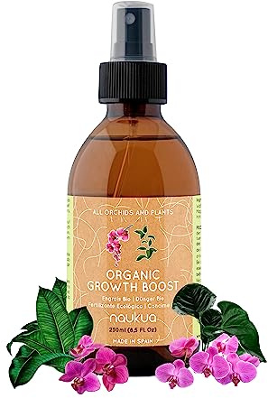 naukua 250ml Bio Orchideendünger - Revitalisierend und Verlängert die Blütezeit der Orchidee - 100% Natürlicher, ungiftiger FlüssigDünger & Wachstumsförderer - Innen & Außen - Gebrauchsfertiges Spray