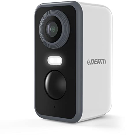 DEATTI Überwachungskamera Aussen Akku, 2K Kamera Überwachung Kabellos WLAN Außen/Innen, IP Kamera Outdoor mit PIR Bewegungsmelder, 2-Wege-Audio, Farbnachtsicht, IP66 Wasserdicht, Cloud/SD Storage