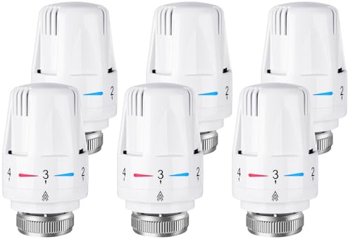Flintronic 6 Stück Thermostat Heizung, M30 x 1.5 Heizkörperthermostat, Thermostatventilkopf, Thermostatkopf Heizkörperventil, Standardheizkör, Heizkörper Ersatzkopf, für Büro Zuhause