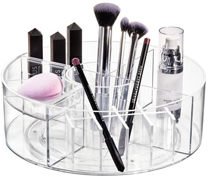 iDesign Make-up Organizer drehbar, individualisierbare Schmink Aufbewahrung aus der Signature Series by Sarah Tanno, Beauty Organizer aus Kunststoff für Make-up und Tools, Transparent