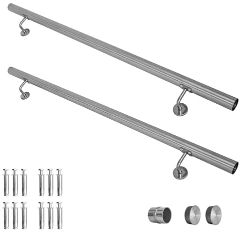 V2Aox Handlauf Treppengeländer aus Edelstahl, Durchmesser: 4,2 cm, Rostfrei & Wetterfest, Inklusive Montagematerial, Halter, Länge: 300 cm