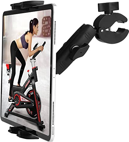 Laufband Tablet iPad Halter Fahrrad Lenker Halterung Klemme für stationäre Fahrrad Elliptische Spin Bike Peloton Kinderwagen für 4-13 Zoll Geräte, iPad Pro 12.9, Air, Mini, Galaxy Tabs, iPhone