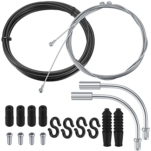Fahrrad Bremszuge Set, Fahrrad Bremsseil Hinten Set, Fahrrad Bremskabel Innenzug Set mit 2 V Bremskrümmer(90 Grad), Montierten Endkappen, für Mountainbike Rennrad Fahrrad