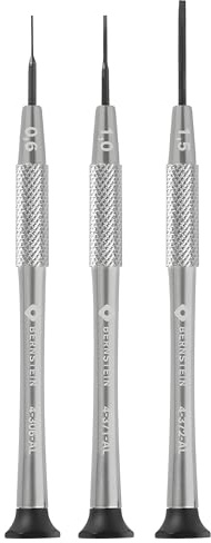 BERNSTEIN Uhrmacher-Mikro-Schraubendreher 3-tlg Schlitz 0,6/1,0/1,5 mm, Uhrmacherwerkzeug Set, Für Uhren, Brillen, Reparatur, Made in Germany