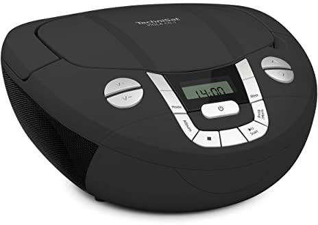 TechniSat VIOLA CD-1 - tragbare CD Boombox (UKW Kinderradio, CD Player, Bluetooth Empfang, AUX, 2x 1 Watt RMS, Netz und Batteriebetrieb) schwarz