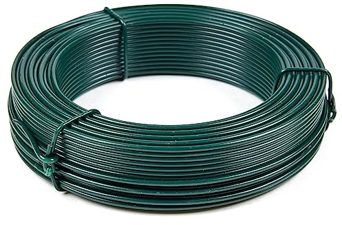 Flandria Spanndraht, kunststoffbeschichtetes Metall, grün, Ø 2,7 mm, Rolle 50 m, PVC-beschichteter Metalldraht, Spanndraht, Zaun, Garten, Basteln