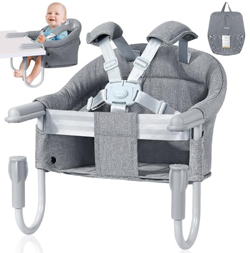 Orzbow Tischsitz Baby mit 5-Punkt-Sicherheitsgurt,Wasserdicht Tischsitz Faltbar Babysitz mit Schultergurt-Polstermatten,Hinterlasse Keine Spuren,Waschmaschinenfest,Ideal für zu Hause und Unterwegs