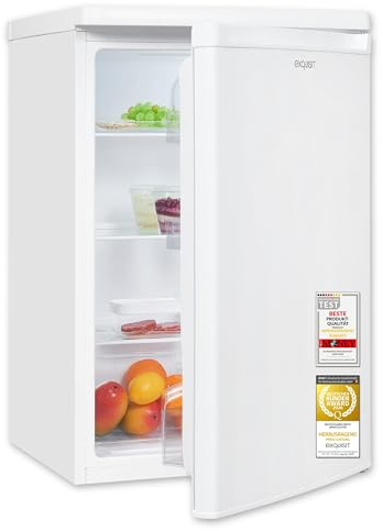 Exquisit Kühlschrank Ohne Gefrierfach - 127 L Vollraumkühlschrank - E | Freistehender Standkühlschrank in Weiß, 85,5 cm hoch, 39 dB leise, Gemüseschublade, LED-Licht & wechselbarer Türanschlag