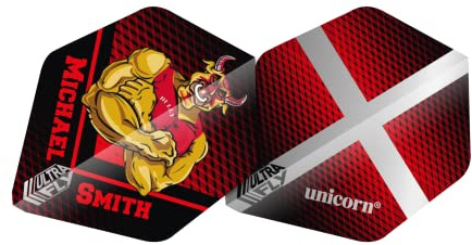 Unicorn Ultrafly Dart-Flights, Michael Smith Bully Boy Snorting Bull Design, AR Typ 2 Form, Ultra-strapazierfähiges 75 Mikron Polyester PET