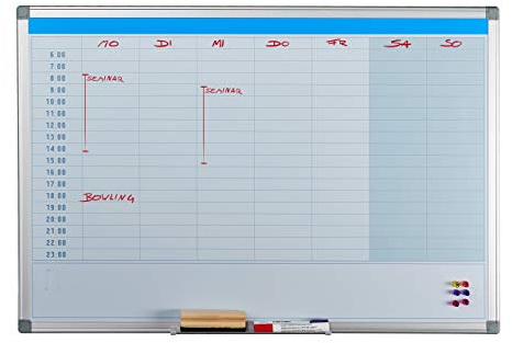 Relaxdays Whiteboard, Tagesplaner, abwischbar, magnetisch, weiß | Planungstafel mit Stiftablage, Magnetwand 60 x 90 cm