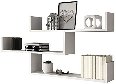 Selsey Kassi - Wandregal/Hängeregal/Bücherregal Mit 3 Regalböden In Weiß Matt 55X119Cm
