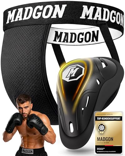MADGON Coquilla Boxeo – Protección Doble Reforzada para MMA y Kick Boxing – Suspendorio Profesional
