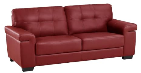Vente-unique-Ledersofa 3-Sitzer - Rot - Hazel