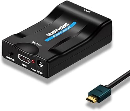 VGE Scart auf HDMI Konverter Adapter - Scart zu HDMI für TV/DVD/Recorder/TV-Boxen/ältere Spielkonsolen/Receiver - NTSC/PAL Konvertierung - Keine Treiber - Plug & Play - Kompakt Schwarz