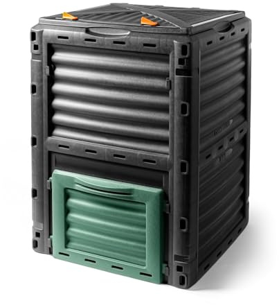 Kunststoff Kompost Behälter 300 Liter schwarz - 83x61x61 cm - Garten Kompostierer Thermo Komposter wetterfest