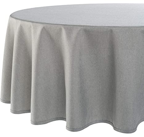 Tischdecke Wien Home, Moderne Tischwäsche mit Fleckschutz für das ganze Jahr, grau, 140x180 cm oval