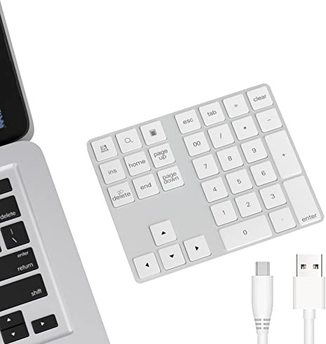 Cateck Bluetooth-Nummernblock mit Mehreren Tastenkombinationen, 34 Tasten, kabellos, tragbar, schlank, Nummernblock für iPad/Mac/Laptop/PC, kompatibel mit Windows Android iOS System