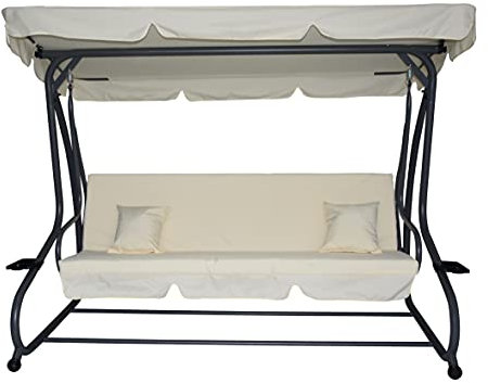 Pure Home & Garden 4 Sitzer Hollywoodschaukel Miksa Natur - Gartenschaukel - Schaukel zum Sitzen, Liegen und Entspannen - inklusive Bettfunktion, einfache Montage - bis 240 kg belastbar - 232 cm