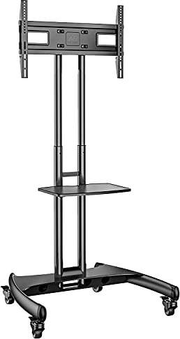 Ergosolid NB AVA1500B TV Ständer Rollbar für 32-75 Zoll Fernseher bis 45,5 kg, Höhenverstellbar & Schwenkbar, Mobiler TV Wagen mit Rollen, VESA 200x200 bis 600x400, mit AV-Ablage & Kabelmanagement