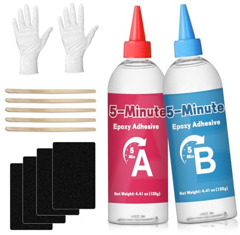 Epoxidharz 2 x 125ml, 5min starker hitzebeständiger Klarkleber, zweiteilig, geeignet für Metall, Kunststoff, Holz, Keramik, Glas und viele andere Materialien
