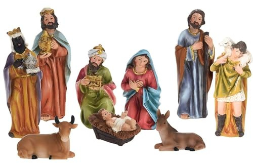 Carousel Home and Gifts Traditionelles Krippen-Set mit 9 detaillierten Figuren