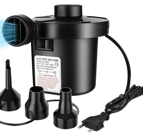 Herbst Elektrische Luftpumpe, 2 in 1 Luftpumpe Elektrisch mit 3 Düsen | Aufblasbar und Ablassen für Schwimmring, aufblasbare Kissen, Sofas