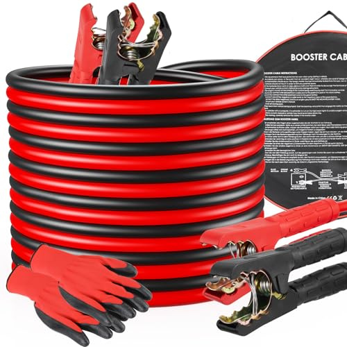 MAMIZO 12V/24V Überbrückungskabel, Startkabel Set Starthilfekabel, 6m 30mm² 1500A, den Schnellstart, mit Schutzhandschuhen, für PKW LKW kupferbeschichteten Aluminiumkabeln Starthilfekabel (6M)