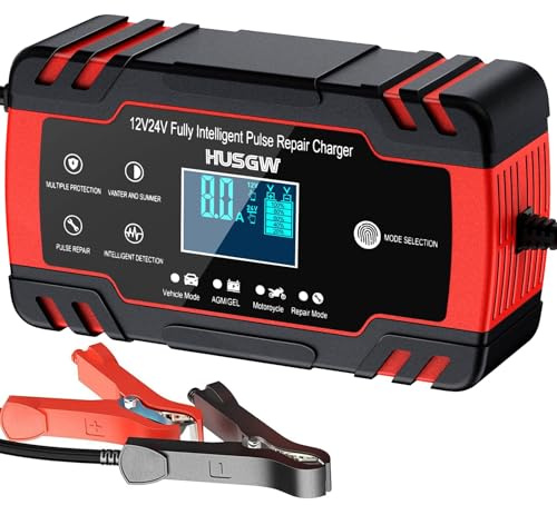 8A 12V/24V Autobatterie Ladegerät, intelligentes Erhaltungsladegerät mit automatischer Abschaltung & Temperaturkompensation, für Auto/Motorrad/LKW/Boot (AGM/EFB/Gel/Säure)