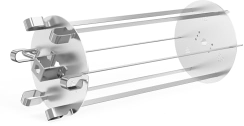 onlyfire Universal Drehbar Grillspieß System Rotisserie Nadel Set, Edelstahl Rondell Grillspiessgestell für Drehspieße, passt für Alle Drehspieße, mit 6 Langen 41cm Spießen, Ø16cm