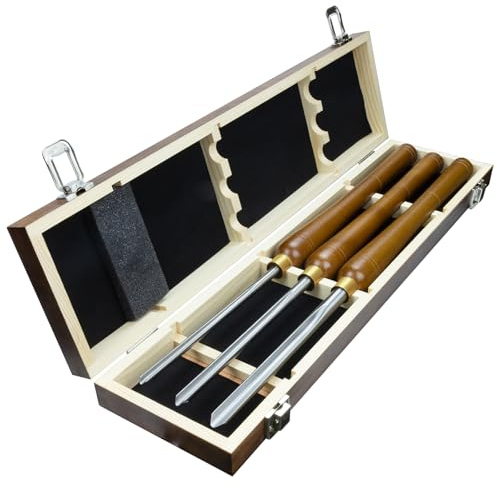 DEEFIINE Drechseleisen Set, HSS Drechselmesser im Holzkoffer, Drechselwerkzeug für Holz, 1/4-Zoll, 3/8-Zoll und 1/2-Zoll Meißel für Holzdrehen