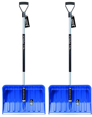 2X Schneeschaufel mit ergonomischem Griff - Schneeräumer für kleine und große Schneemengen – Kunststoff-Blatt, Aluminiumkante, Aluminium-Stiel