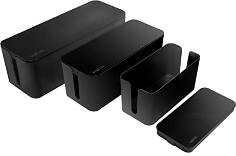 LogiLink KAB0077 - Kabelbox-Set mit 3 Boxen in 3 Gr??en zum Verstecken von Kabelgewirr, schwarz