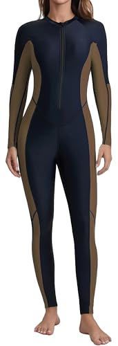 SEAUR Damen Ganzkörper-Neoprenanzug Einteiliger Reißverschluss vorne Volle Abdeckung Surfen Badeanzug Langarm Rash Guard Badebekleidung