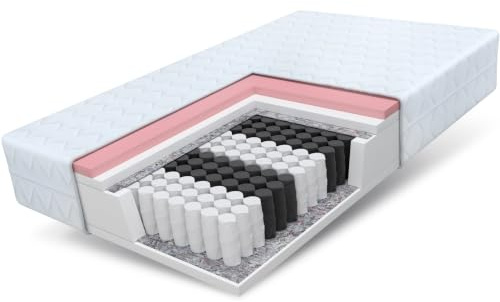 FDM Matratze 90x200 cm Härtegrad H2 H3 Höhe 27 cm Taschenfederkernmatratze Visco-Schaum Polyurethan-Schaum 7 Komfortzonen mit Hypoallergenem Waschbarem Premium-Bezug Oeko-Tex Memory Duo