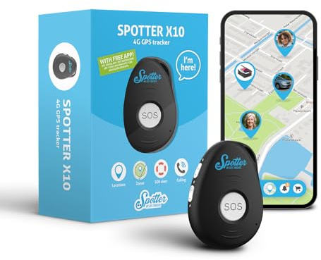 Spotter X10 4G GPS-Tracker mit SOS-Funktion, präziser Ortung und eingehenden Anrufen - Ideal für Kinder, Senioren und Wertsachen - Überwachung über PC oder kostenlose App - Bezahlte Nutzungsdauer