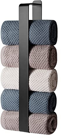 Handtuchhalter Ohne Bohren, Gästehandtuchhalter Selbstklebend, Badetuchhalter kleber, Edelstahl Handtuch Halter Wandmontage (Schwarz, 42cm)