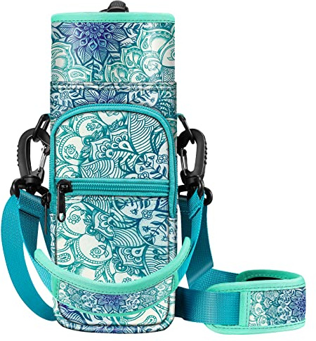 CASEBOT Tragetasche für Wasserflaschen mit Schultergurt | Flaschenhalter-Beutel mit verstellbarem Gurt & 2 Taschen für Wandern, Radfahren, Camping, Reisen & Fitnessstudio