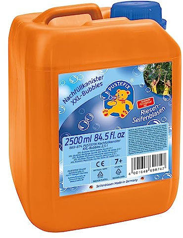 PUSTEFIX XXL-Bubbles Nachfüllkanister I 2,5 l Seifenblasenwasser I Bubbles Made in Germany I Riesen-Seifenblasen für Hochzeit, Kindergeburtstag, Sommerfest, Polterabend I Spaß für Kinder & Erwachsene