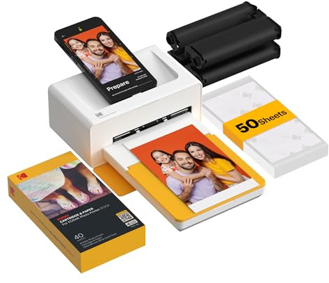 KODAK Dock Plus Foto-Drucker 4PASS für Smartphones, Sofortdrucker mit 10×15 cm Fotos, Fotodrucker mit 40 Blatt Bundle