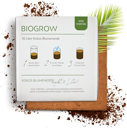 Bio Kokoserde gepresst im Quellbeutel - Biologisch abbaubare, torffreie Anzuchterde aus 100% Kokosfasern (10 Liter, 1 Stück)